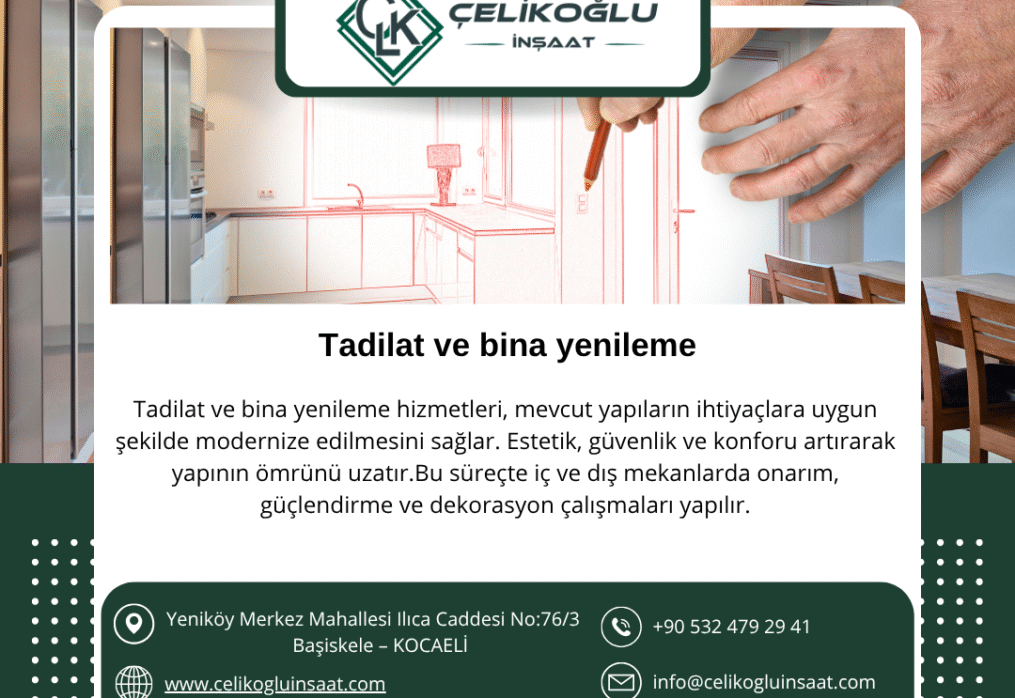 Tadilat ve Bina Yenileme de Güvenilir Çözüm Ortağınız: Çelikoğlu İnşaat