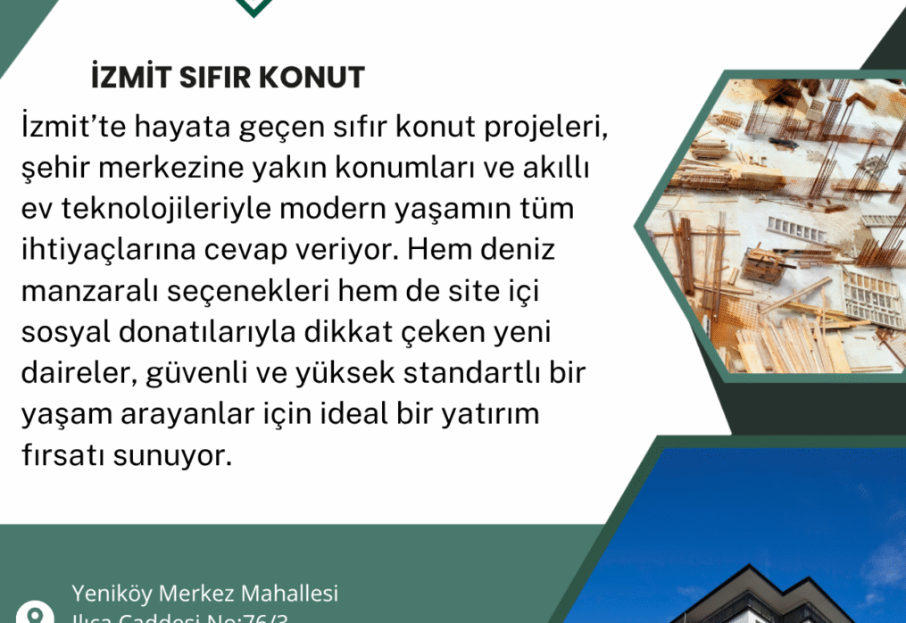 İzmit Sıfır Konut Hizmeti Veren Çelikoğlu İnşaat ile Yeni Hayatınıza Güvenle Adım Atın