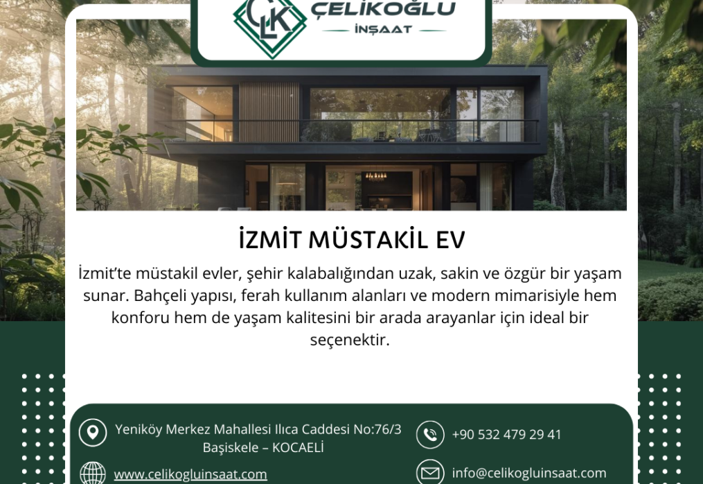İzmit Müstakil Ev Projeleri ile Özgür ve Konforlu Yaşam